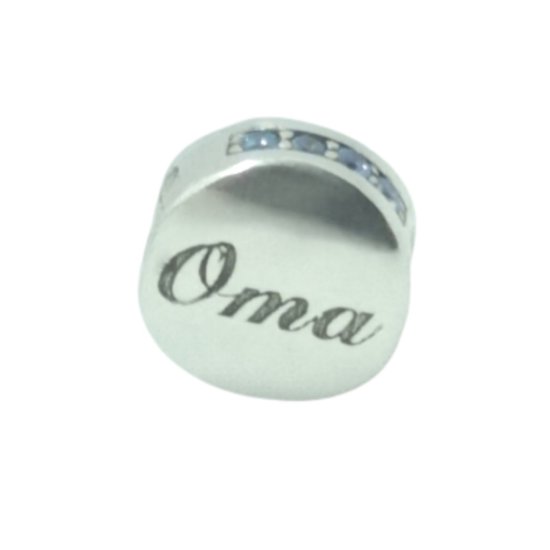 Oma bead blauwe zirkonia | Oma bedel | Zilverana | geschikt voor alle bekende merken | 925 zilver | moederdag