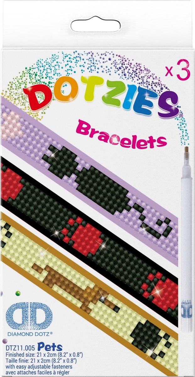 DIAMOND DOTZ Dotzies Pets Armbandjes - Diamond Painting - 804 Dotz - 21x2 cm