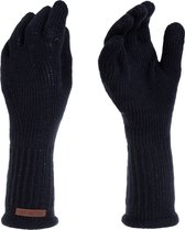 Knit Factory Lana Gebreide Dames Handschoenen - Gebreide winter handschoenen - Donkerblauwe handschoenen - Polswarmers - Navy - One Size