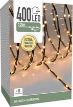 LED Kerst Verlichting 400 LED - 12 meter - binnen buiten - 8 Lichtfuncties - extra warm wit - Soft Wire
