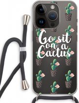 Case Company® - Hoesje met koord geschikt voor iPhone 14 Pro hoesje met Koord - Cactus quote - Telefoonhoesje met Zwart Koord - Extra Bescherming aan alle Kanten en Over de Schermrand