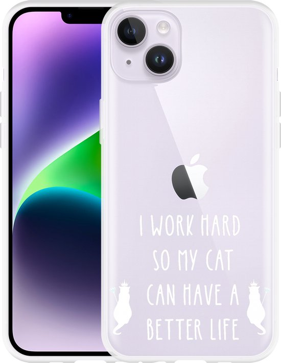 Cazy Hoesje geschikt voor iPhone 14 Plus - Royalty Cat Wit