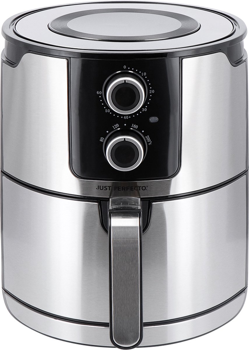 Just Perfecto Airfryer 4L 1400W RVS Heteluchtfriteuse Met