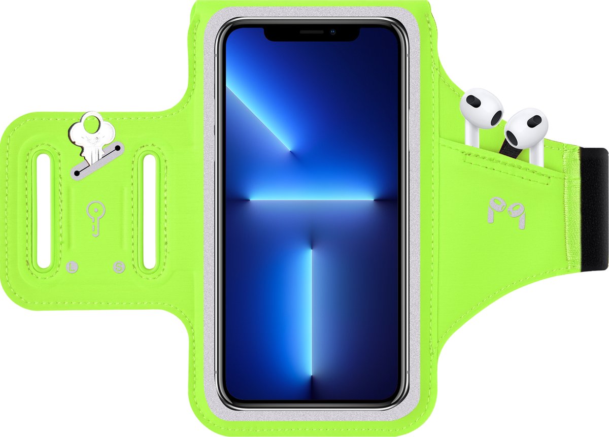 CoverMore Hardloop Telefoonhouder - Apple iPhone 12 Hoesje - Opbergvak Pasjes + Sleutels + Airpods - Verstelbare Sportarmband voor Apple iPhone 12 - Sport Accessoires