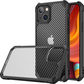 ShieldCase geschikt voor Apple iPhone 14 Carbon Fiber Case - zwart - Siliconen hoesje - Shockproof case hoesje - Backcover case - Carbon Fiber cover hoesje