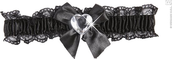 Zwarte kousenband met steen