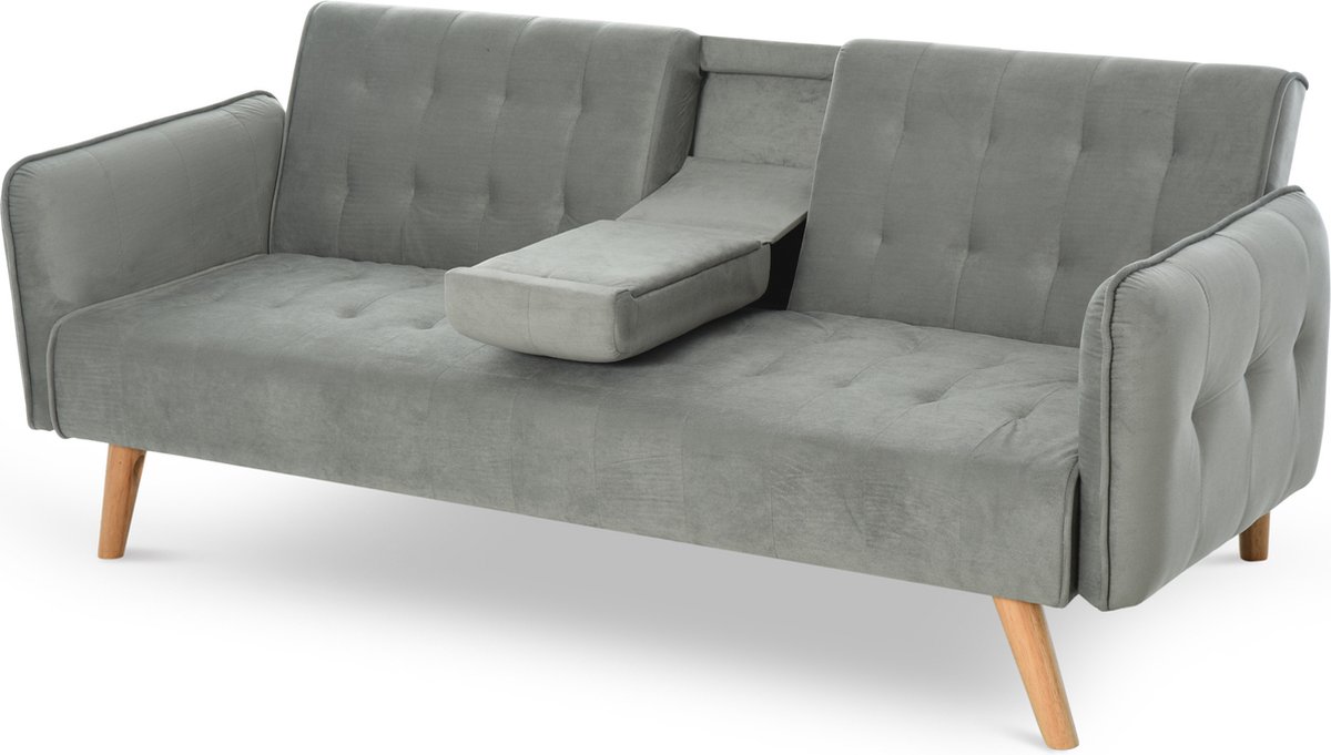 HOMCOM Slaapbank chaise longue slaapbank 3-zits bankstel in stof grijs 833-836