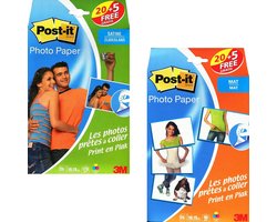 Post-It - Fotopapier Sticky 10x15cm Herpositioneerbaar - Mat & Zijdeglans - 2 Stuks
