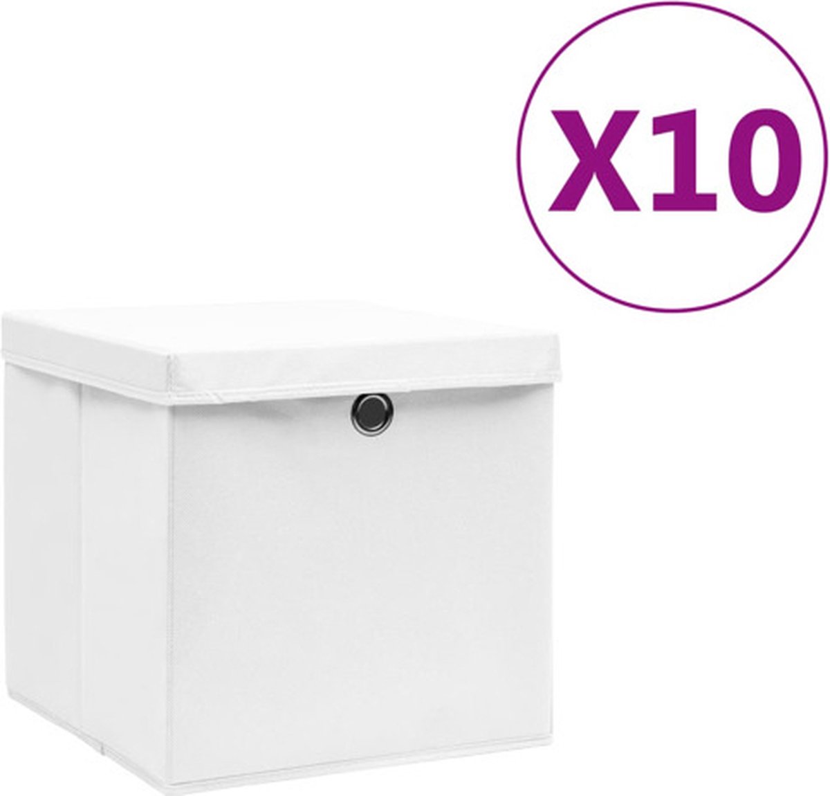 vidaXL Opbergboxen met deksels 10 st 28x28x28 cm wit