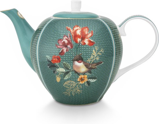 Pip Studio - Winter Wonderland - Theepot - Groot - Groen - Vogeltje - Hert
