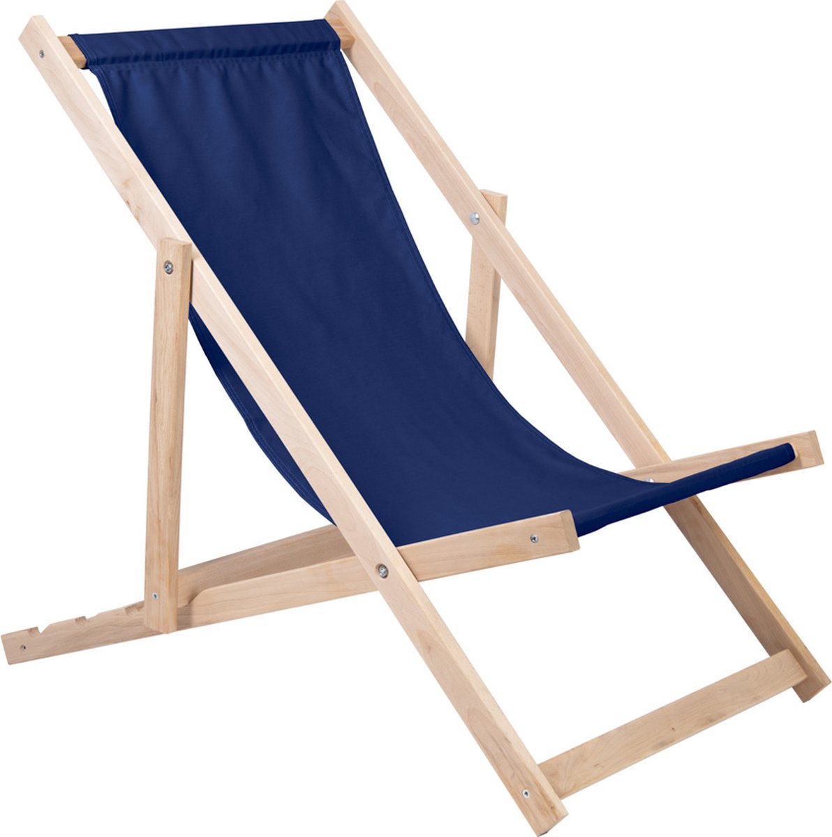 Holtaz Strandstoel Hout Inklapbaar Comfortabele Zonnebed Ligbed met verstelbare Lighoogte - blauw