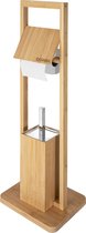 Casaria - Porte Papier Toilette Bamboe - Brosse WC - 83x24,5x20 cm