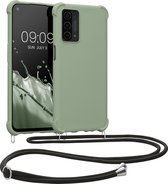 kwmobile telefoonhoesjegeschikt voor Oppo A74 (5G) / A54 (5G) - Hoesje van siliconen met telefoonkoord - In grijsgroen
