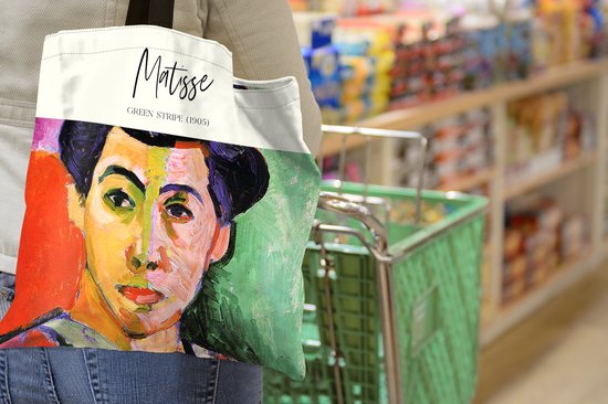 Sac bandoulière MuchoWow® - Sac de plage - Grand Shopper - Sac shopping - Rayure verte (1905) - Henri Matisse - Maîtres anciens - 40x40 cm - Sac en coton