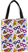 MuchoWow® Schoudertas - Strandtas - Big Shopper - Boodschappentas - Carnaval - Patronen - Maskers - 40x50 cm - Katoenen tas