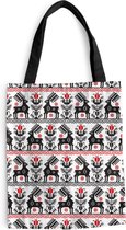Sac Bandoulière - Sac De Plage - Shopper Cerf - Motif - Zwart - Rouge - 40x50 cm - Sac Coton