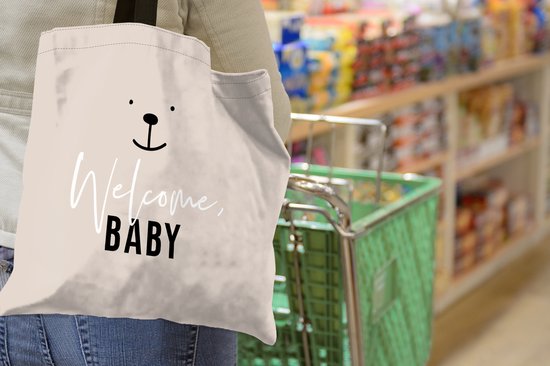 Sac bandoulière - Sac de plage - Shopper Proverbes - Citations - Welcome baby - Enfants - 40x40 cm - Sac en coton