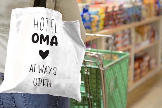 MuchoWow® Sac à bandoulière - Sac de plage - Big Shopper - Sac de courses - Hotel grand-mère toujours ouvert - Citations - Grand-mère - Dictons - 45x45 cm - Sac en coton