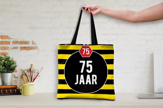 Sac Bandoulière - Sac Plage - Shopper Anniversaire - Décoration - 75 Ans - 40x40 cm - Sac Coton