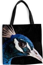 Sac bandoulière - Sac de plage - Shopper Paon - Animal - Blauw - 45x45 cm - Sac coton