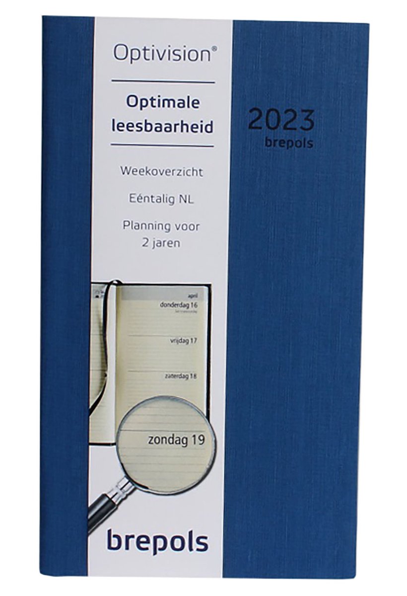 Brepols Agenda 2023 - Optivision Pocket NL - KASHMIR - 9 x 16 cm - Blauw