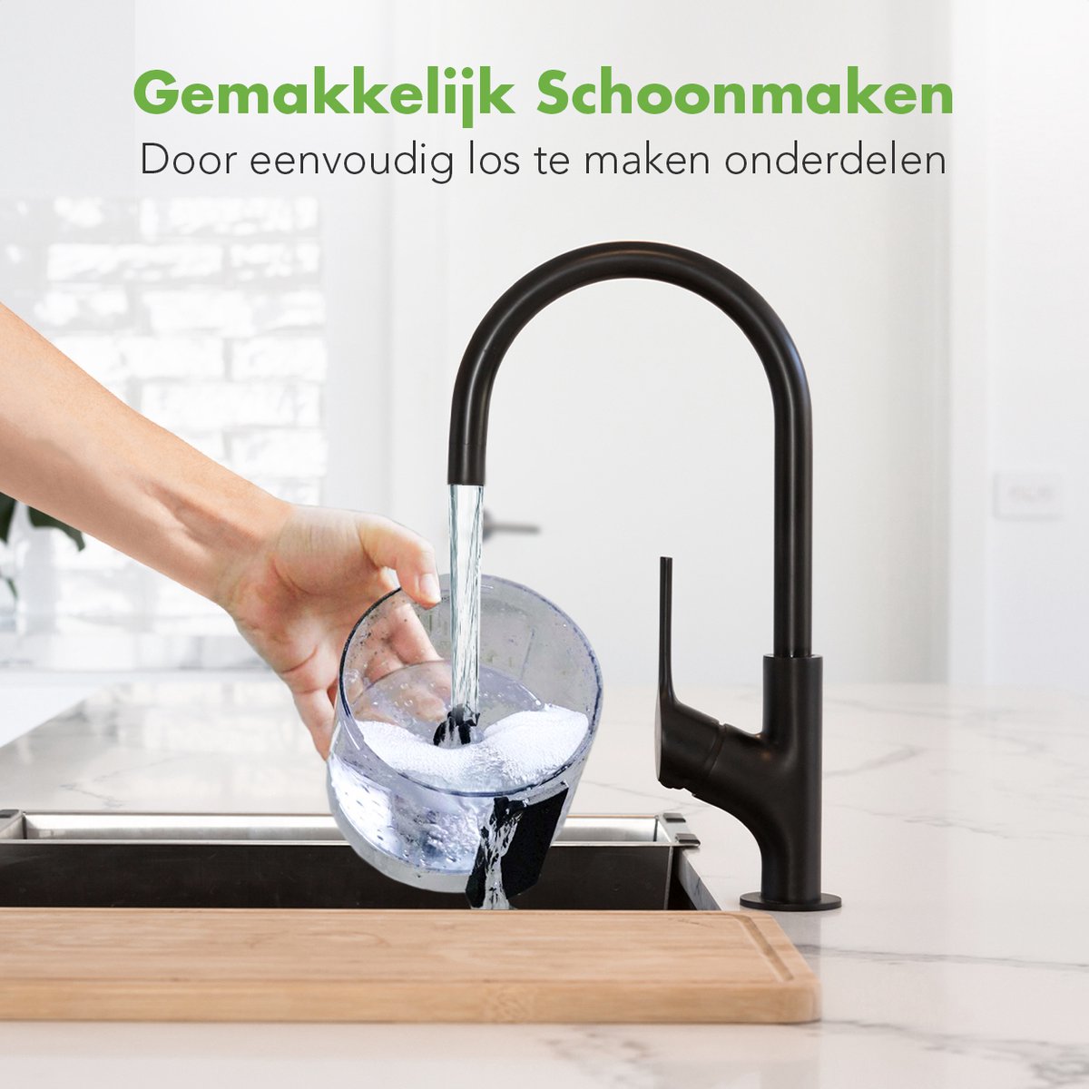 KitchenBrothers Foodprocessor - 5 in 1 Multifunctioneel Model - Hakmolen - Groentesnijder - BPA Vrij - 0,5L - Keukenmachine - Uiensnijder - Zwart thumbnail 6
