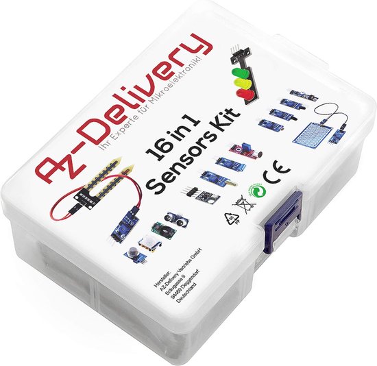 Foto: Azdelivery 16 in 1 kit accessoire set met sensoren en modules compatibel met arduino en raspberry pi inclusief e book 