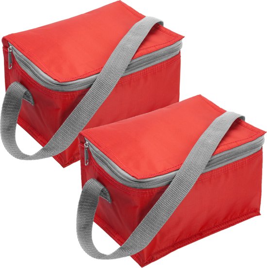 Trendoz lot de 2x petit sac isotherme rouge pour 6 canettes avec