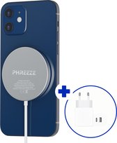 Phreeze Wireless Charger - Geschikt voor iPhone 15,14,13,12 Draadloze Oplader - Magnetisch - Met 20W Dual USB-A + USB C Power Adapter