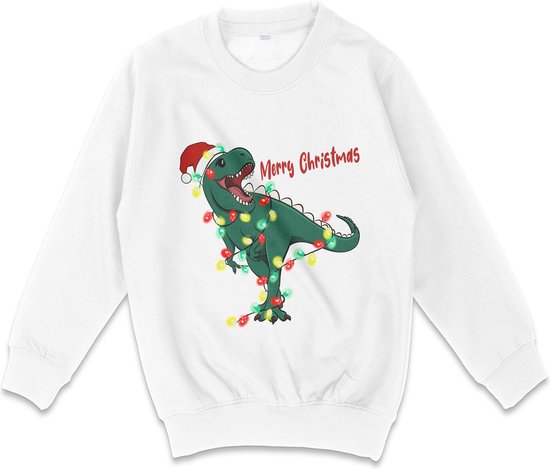 AWDis - Jongens Meisjes Sweater Kerstmis - Wit - Maat 128 (M)