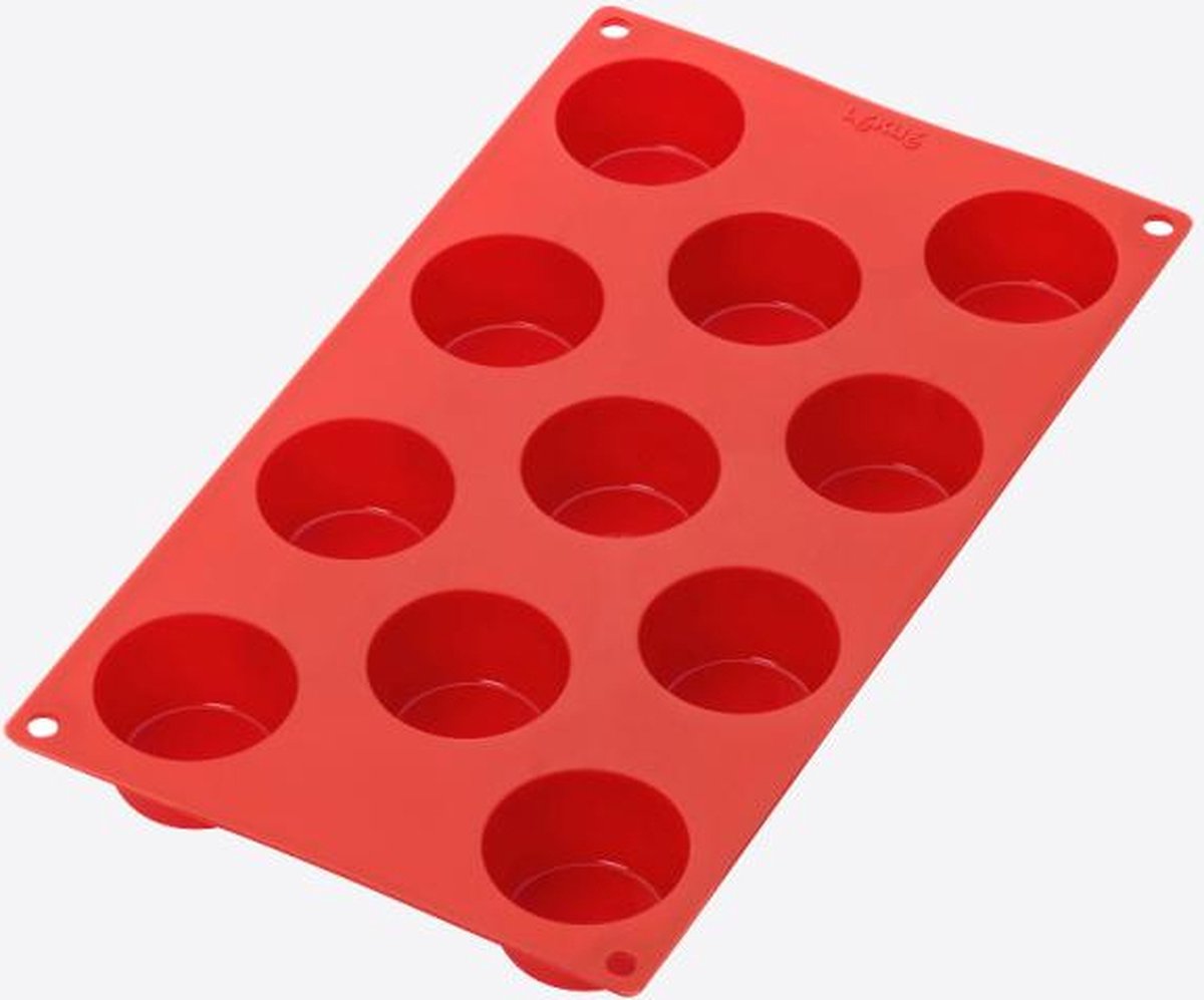 Lékué bakvorm uit silicone voor 11 muffins rood Ø 5.3cm H 3cm