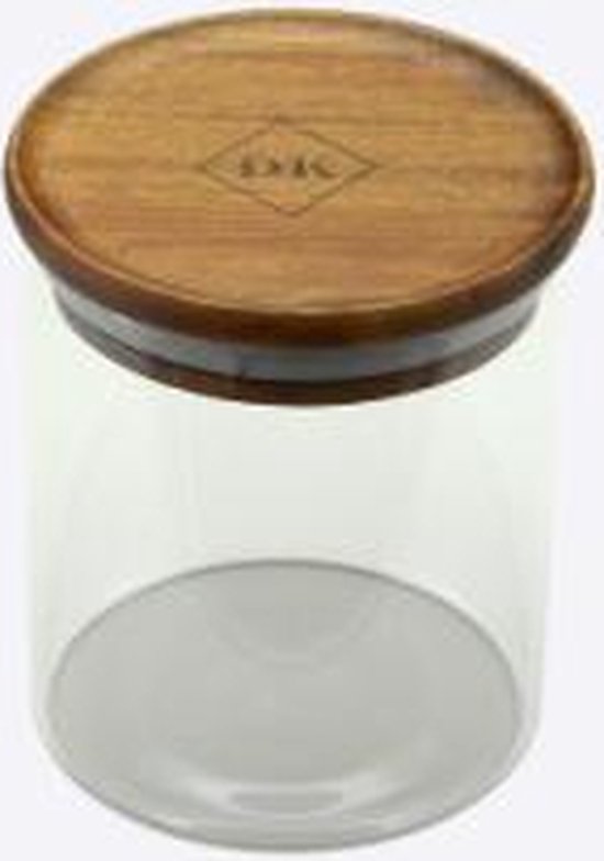 Dagelijkse Kost Glazen voorraadpotten acacia houten deksel (450 ml) - Transparant - Stapelbaar, Met deksel, Luchtdicht