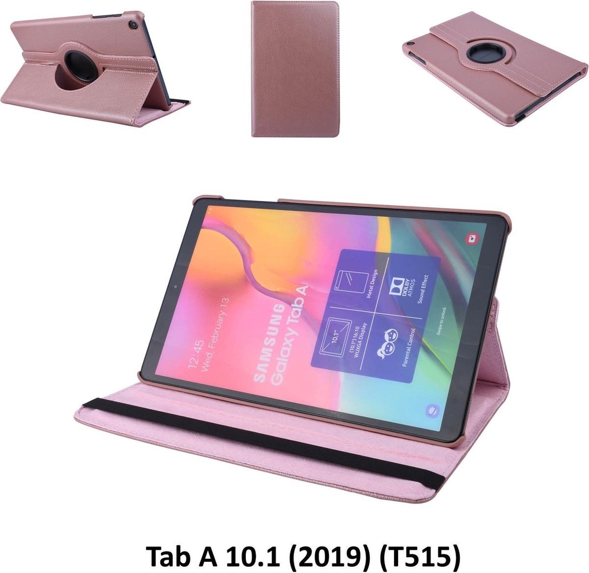 LuxeBass Smart hoesje met Bluetooth toetsenbord geschikt voor Samsung Galaxy Tab A 10.1 (2019) - Rosegoud