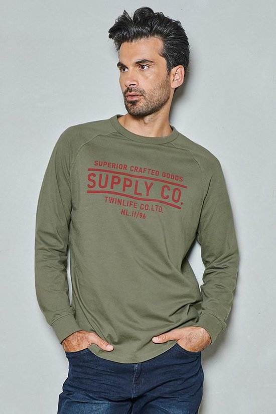 Twinlife T shirt T Shirt Long Sleeve Logo Tw24500 Dusty Olive 629 Mannen Maat 3XL bol