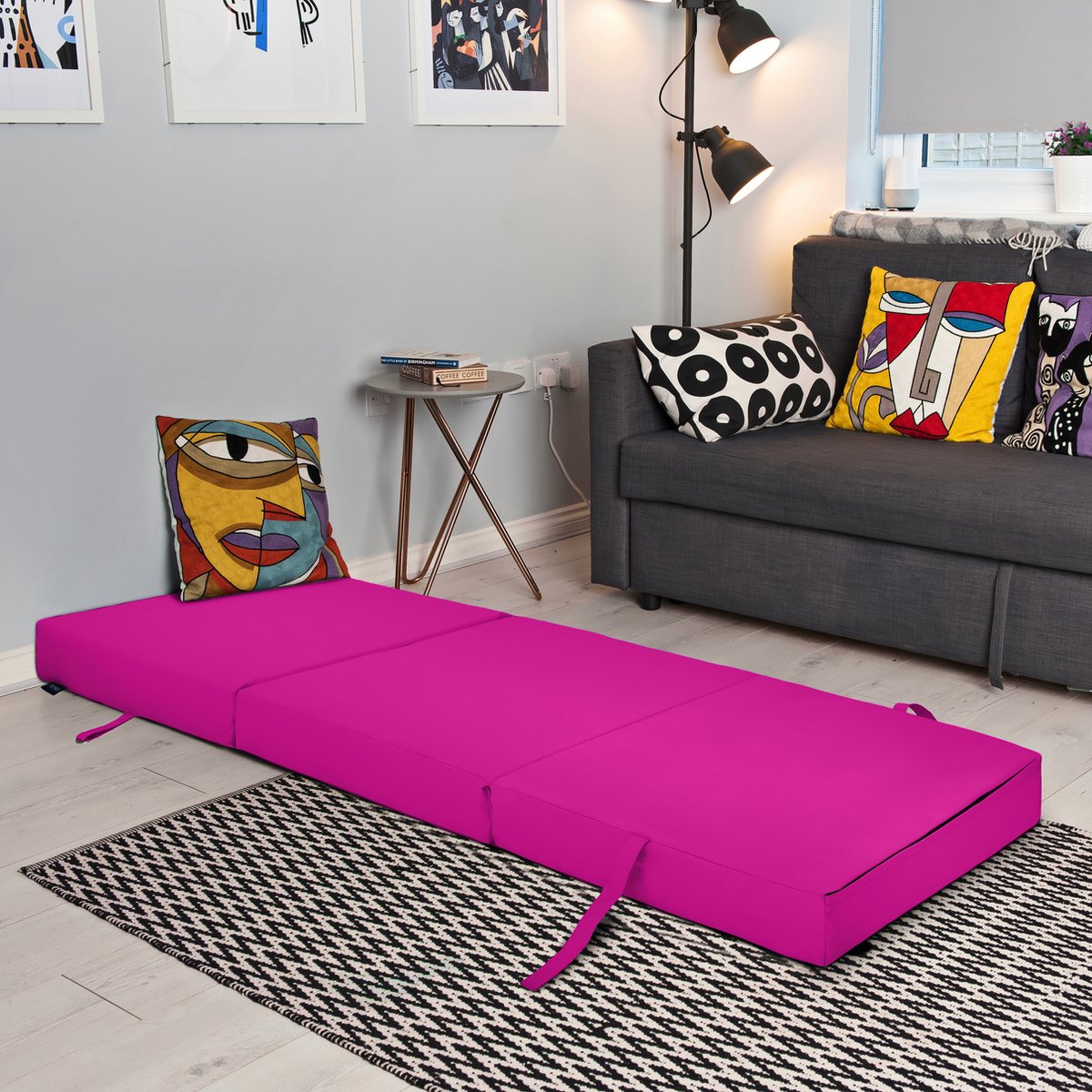 FORTISLINE Slaapstoel, uitvouwbaar matras, 10, grijs, 200 x 70 x 10 W409_10
