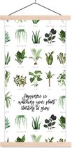 Posterhanger incl. Poster - Schoolplaat - Quotes - Happiness is... watching your plant starting to grow - Spreuken - Kamerplanten - 60x120 cm - Blanke latten