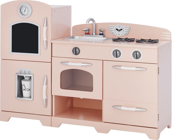 Teamson Kids Retro Houten Speelkeuken - Kinderspeelgoed - Rollenspel Speelgoed - Roze van Teamson Kids — afbeelding 3
