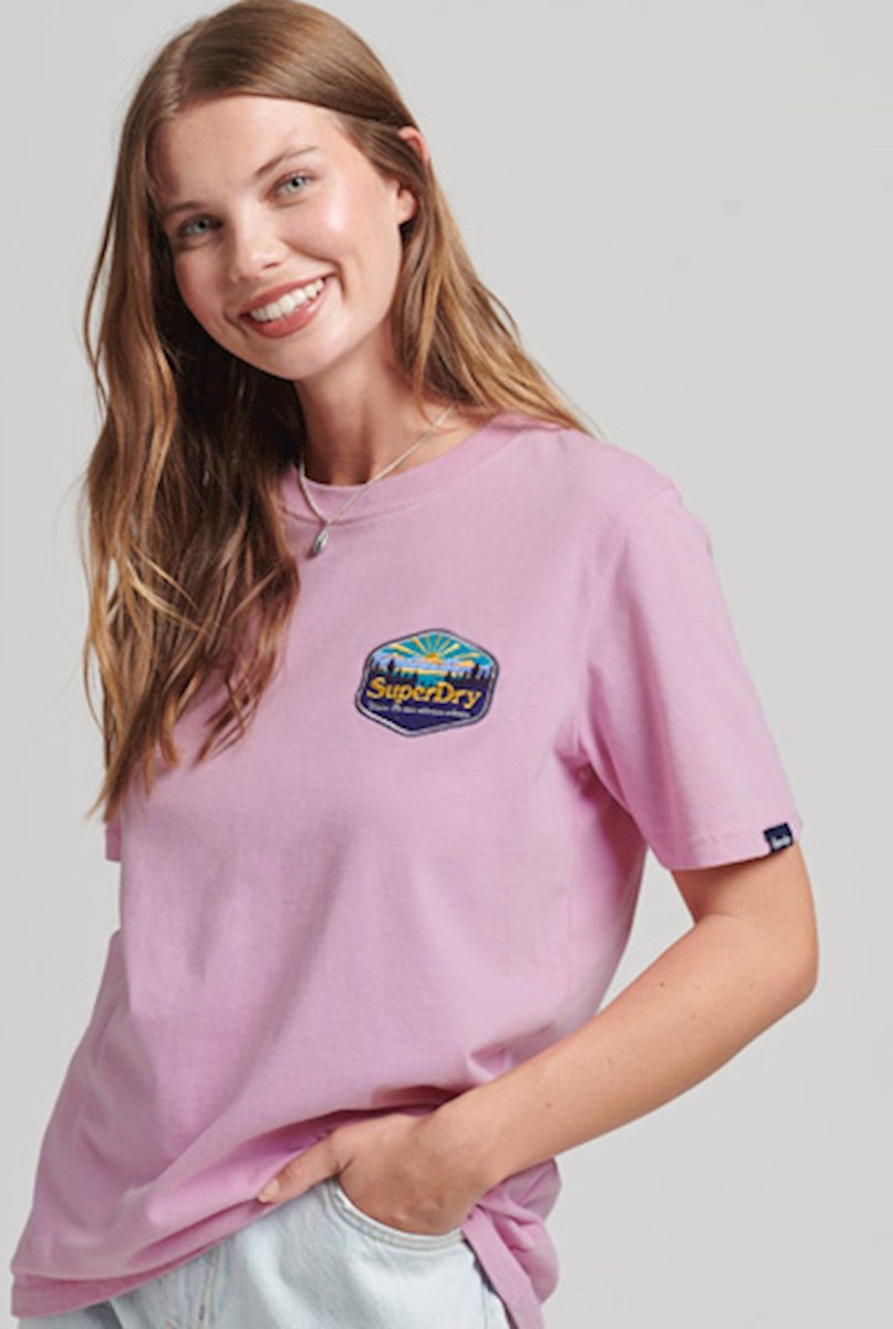 Superdry Dames tshirt Travel T-shirt Roze