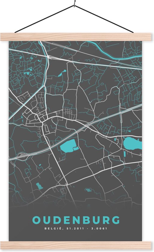Posterhanger incl. Poster - Schoolplaat - Stadskaart – Grijs - Kaart ...