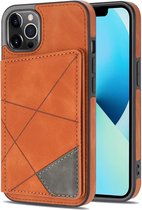 Hoesje geschikt voor iPhone SE 2020 - Backcover - Pasjeshouder - Portemonnee - Camerabescherming - Stijlvol patroon - TPU - Oranje