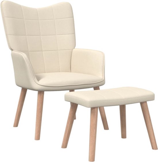 vidaXL Chaise de relaxation avec repose-pieds 62x68,5x96 cm Tissu de couleur crème