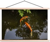 Affiche d'école de deux carpes koi autour d'un étang lattes plates vierges 120x80 cm - Tirage photo sur affiche textielposter (décoration murale salon / chambre)