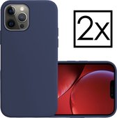 Hoes Geschikt voor iPhone 14 Pro Max Hoesje Cover Siliconen Back Case Hoes - Donkerblauw - 2x