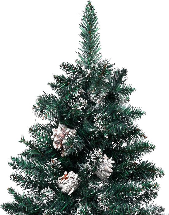 Slanke kerstboom met led's en ballen set 150 cm groen