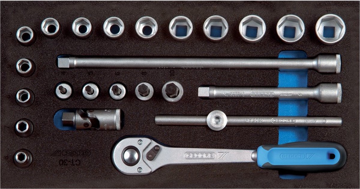 Gedore 1500 CT1-30 2308975 Dopsleutelset Metrisch 3/8" (10 mm) 24-delig