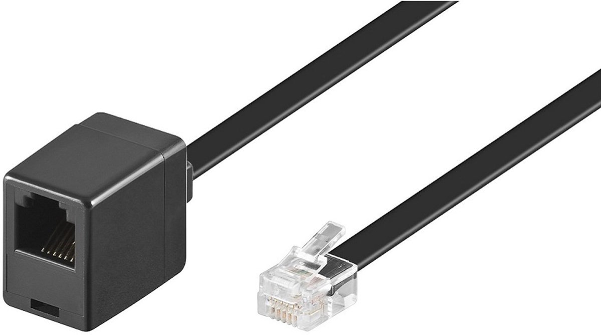 RJ12 - RJ12 telefoon verlengkabel / zwart - 2 meter