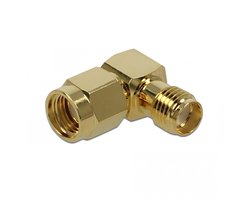 RP-SMA (m) - SMA (v) haakse adapter - 50 Ohm / 10 GHz