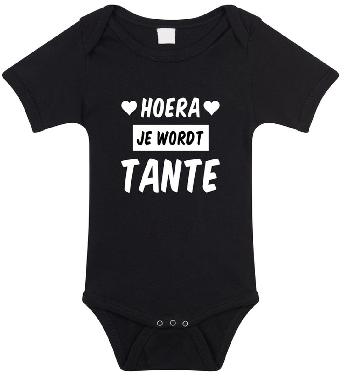Hoera je wordt tante tekst baby rompertje zwart meisjes en jongens - Kraamcadeau - Babykleding 80