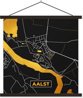 Posterhanger incl. Poster 120x120 cm - Schoolplaat - Plattegrond - Goud - Aalst - Kaart - Stadskaart - Textielposter - Zwarte latten - Plattegrond