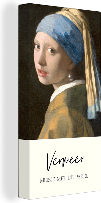 Canvas - Canvas schilderij - Vermeer - Meisje met de parel - Vrouw - Schilderij - Kunst - Canvas schildersdoek - Muurdecoratie - 20x40 cm